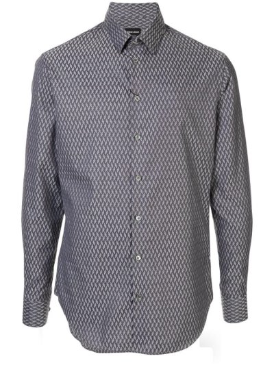 Giorgio Armani Chevron Print Hemd Herren Grau | ULIO8RWH