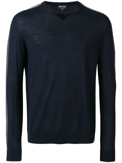 Giorgio Armani Chevron Stripe Jumper Herren Blau | SKBKC3Q8