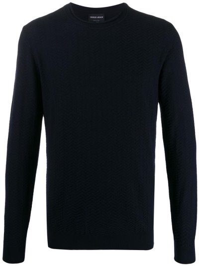 Giorgio Armani Chevron Textured Jumper Herren Blau | PLJ0IQIX