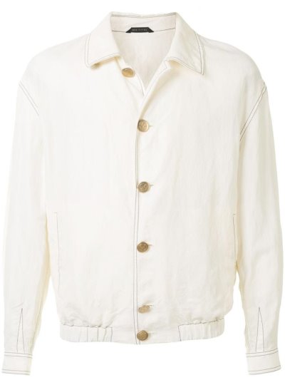 Giorgio Armani Contrast Stitched Jacke Herren Weiß | SHQGJ00E