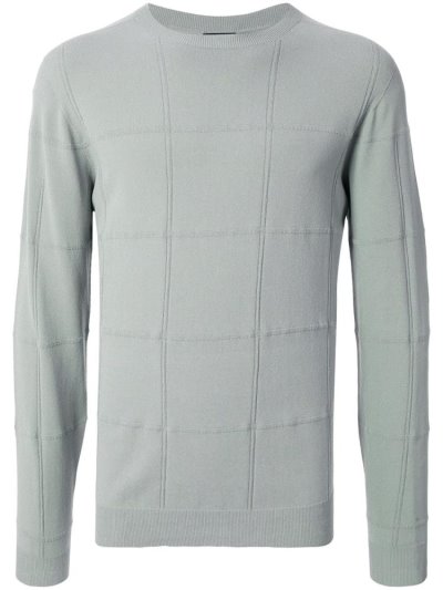 Giorgio Armani Crew Neck Checkered Sweatshirts Herren Grau | TMAMDBQJ