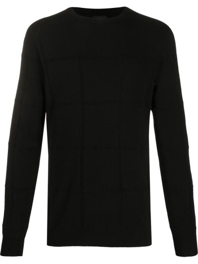 Giorgio Armani Crew Neck Grid Jumper Herren Schwarz | 6VPTH10O