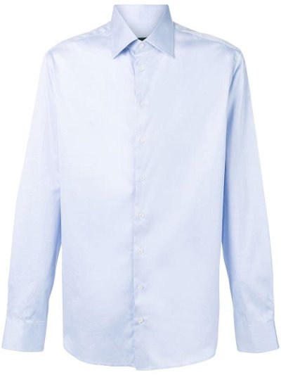 Giorgio Armani Cutaway Collar Hemd Herren Blau | SMSRMWPL