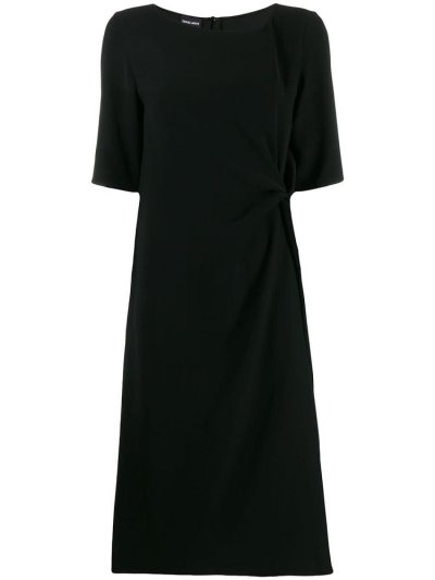 Giorgio Armani Draped Detail Kleider Damen Schwarz | LSEN5TK9