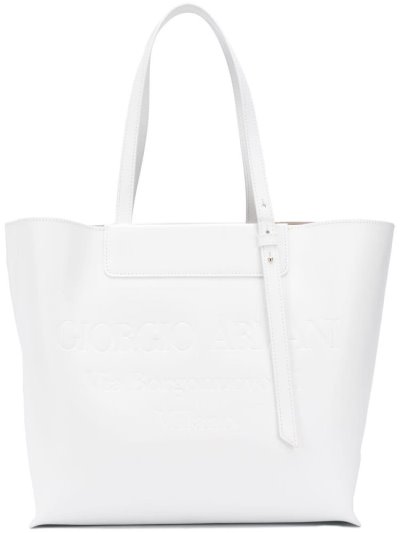 Giorgio Armani Embossed Logo Tragetaschen Damen Weiß | H6X92S7V