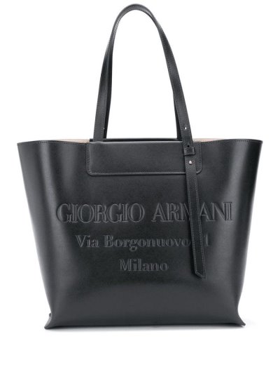 Giorgio Armani Embossed Logo Tragetaschen Damen Schwarz | UP7U1VQ2