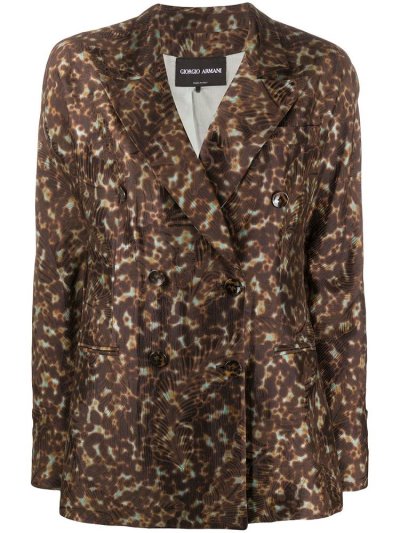 Giorgio Armani Foliage Leopard Print Blazer Damen Braun | Z6PSMIKF