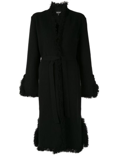 Giorgio Armani Fringe Trimmed Mäntel Damen Schwarz | ZNS69NJV