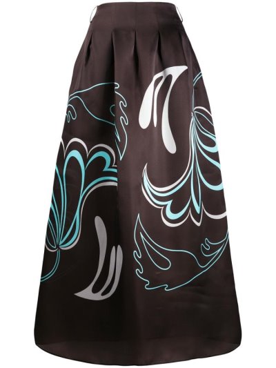 Giorgio Armani Graphic Print Maxi Röcke Damen Braun | LYJMVIAZ