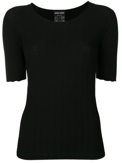 Giorgio Armani Herringbone Texture Knitted Oberteile Damen Schwarz | 7KL15FCE