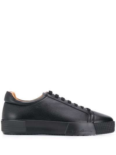 Giorgio Armani Leder Spitze Up Sneakers Herren Schwarz | ETZL5WTY