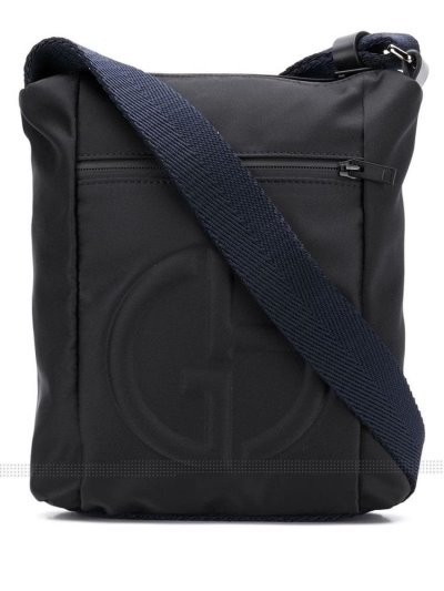 Giorgio Armani Logo Embossed Kuriertaschen Herren Schwarz | MS4NBUST