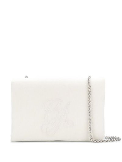 Giorgio Armani Logo Embroidered Schultertaschen Damen Weiß | 1W7WEALL