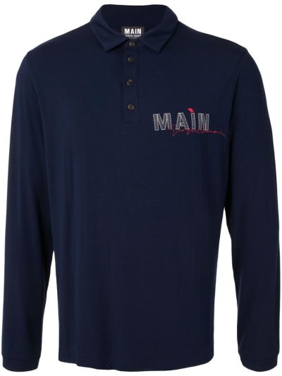 Giorgio Armani Logo Long Sleeve Polo Hemd Herren Blau | 6WK41P6F