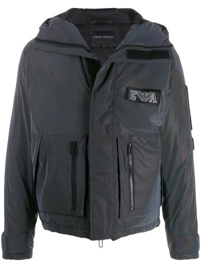 Giorgio Armani Logo Patch Padded Jacket Jacke Herren Grau | JC6MGHWB