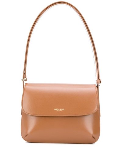 Giorgio Armani Logo Stamp Schultertaschen Damen Braun | CFME1J9M