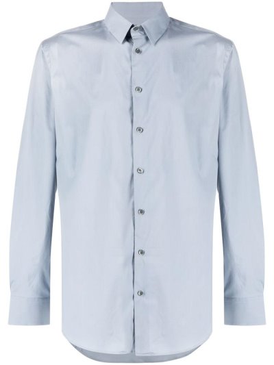 Giorgio Armani Long Sleeve Fitted Hemd Herren Blau | P9ST95JE