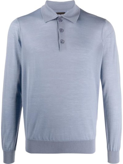 Giorgio Armani Long Sleeve Polo Hemd Herren Blau | 4S92ZYGH