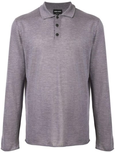 Giorgio Armani Long Sleeve Polo Hemd Herren Grau | FH0MYZSZ