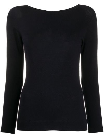 Giorgio Armani Long Sleeve Ribbed Knit Oberteile Damen Blau | 5NUG6N2E