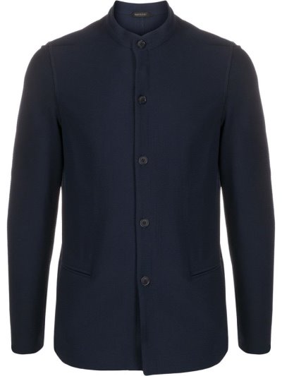 Giorgio Armani Mandarin Collar Buttoned Jacke Herren Blau | 3CHN9T5O
