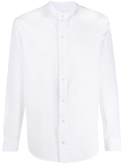 Giorgio Armani Mandarin Collar Textured Hemd Herren Weiß | YKJYOGW2