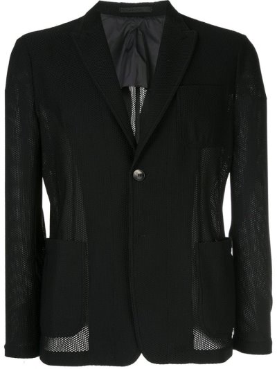 Giorgio Armani Mesh Fabric Blazer Herren Schwarz | R7ZXWTW9