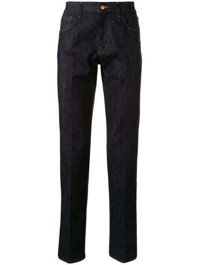 Giorgio Armani Mid Rise Straight Leg Jeans Herren Blau | ZMPNJ3FT