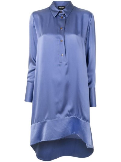 Giorgio Armani Mulberry Silk High Low Hemd Damen Lila | 7LVSPDKQ