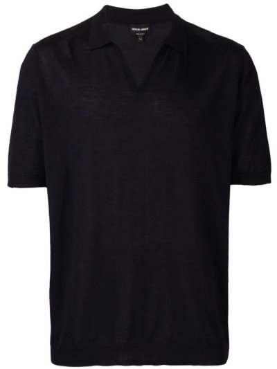 Giorgio Armani Open Collar Polo Hemd Herren Blau | H1GD7QAQ