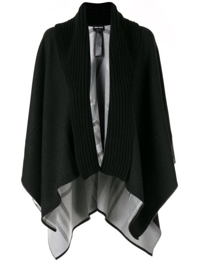 Giorgio Armani Oversized Ribbed Collar Poncho Mäntel Damen Schwarz | YJV8X0BC
