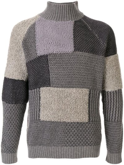 Giorgio Armani Patchwork Knit Jumper Herren Grau | B5U5L1GV