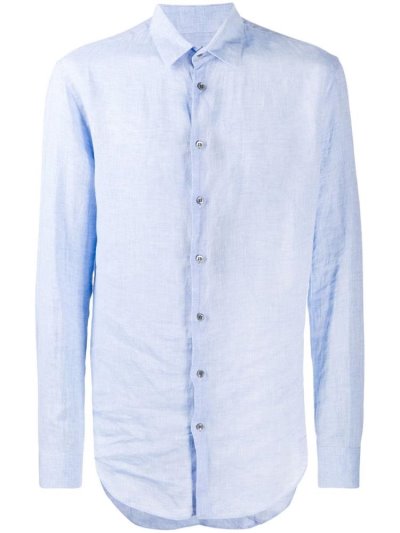 Giorgio Armani Pointed Collar Hemd Herren Blau | M4CMF2HP