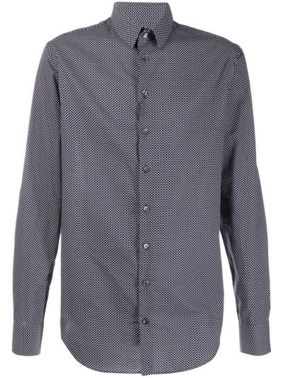 Giorgio Armani Printed Hemd Herren Blau Schwarz | WZG8FQQE