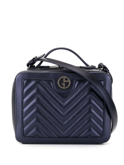 Giorgio Armani Quilted Box Logo Clutch Tasche Damen Schwarz | P9FZ41ZI