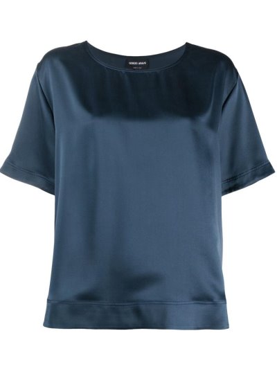 Giorgio Armani Relaxed Fit Silk Bluse Damen Blau | FVVCFTOC