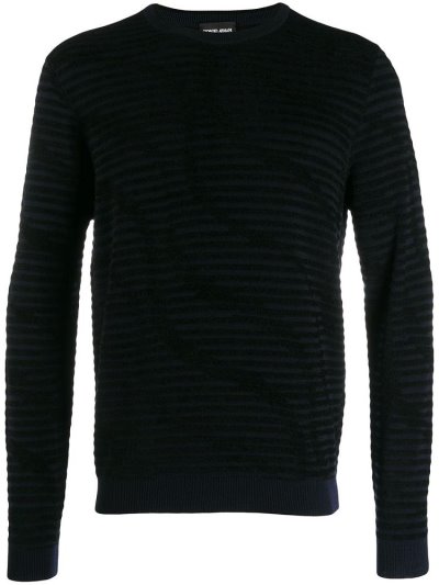 Giorgio Armani Ribbed Jumper Herren Blau Schwarz | Z45DURQO