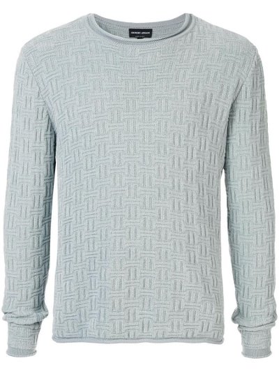 Giorgio Armani Round Neck Jumper Herren Grau | LE7L2076