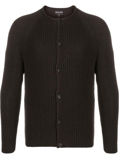 Giorgio Armani Round Neck Strickjacke Herren Braun | QYMXUZAE