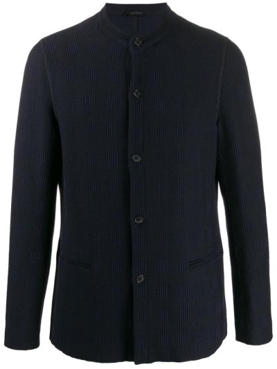 Giorgio Armani Round Neck Textured Jacke Herren Blau | 9B0XQVFP