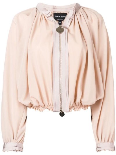 Giorgio Armani Ruched Design Cropped Jacke Damen Beige | L4KLQBLA