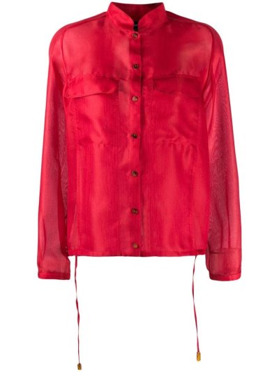 Giorgio Armani Sheer Drawstring Hemd Damen Rot | H86WS8XU