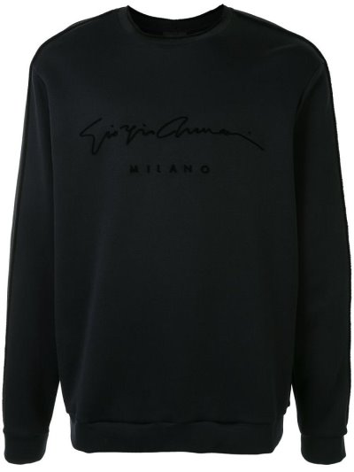 Giorgio Armani Signature Logo Print Sweatshirts Herren Schwarz | 24PCYZ0H