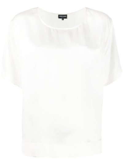 Giorgio Armani Silk Kurzes Sleeve Oberteile Damen Weiß | 9JQNRNOE