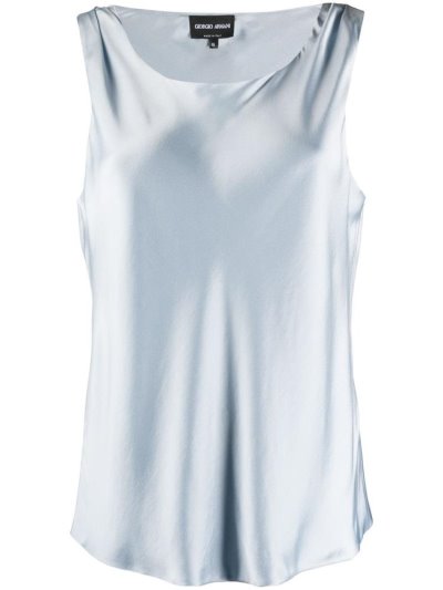 Giorgio Armani Silk Tank Tops Damen Blau | 9W76GDJS