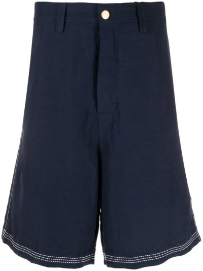 Giorgio Armani Stiching Detail Kurze Hose Herren Blau | MPENQNRJ