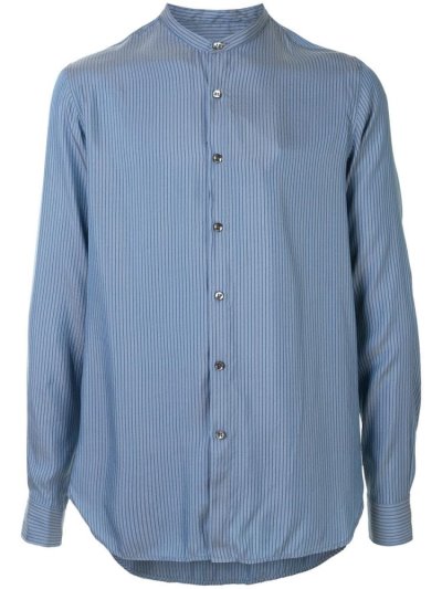Giorgio Armani Striped Long Sleeve Hemd Herren Blau | 5WMLBC2U