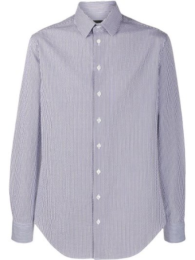 Giorgio Armani Striped Print Long Sleeve Hemd Herren Weiß Blau | I825P01W