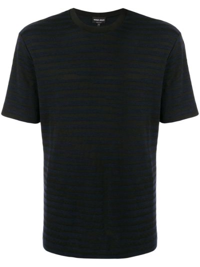 Giorgio Armani Striped Round Neck Bomberjacke Herren Blau Schwarz | SIJTYJF3