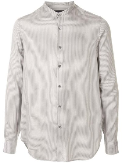 Giorgio Armani Striped Round Neck Hemd Herren Weiß | U5X26EO1